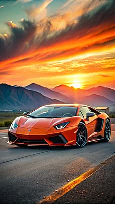 pngtree powerful super racing car on the road mobile wallpaper image 16016247
